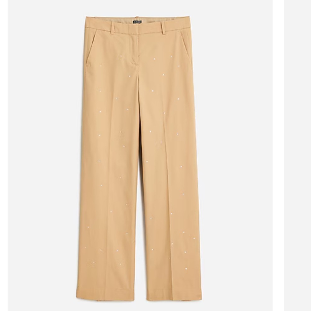 NWT J. Crew Full-length Sydney wide-leg chino pant with rhinestones